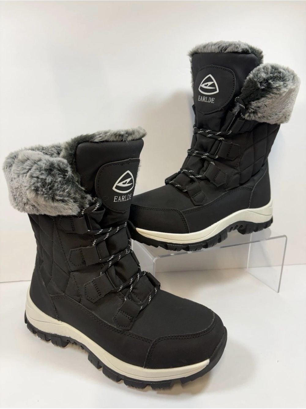 Women's Black Faux-Fur Winter Boots - Insulated Snow Boots
